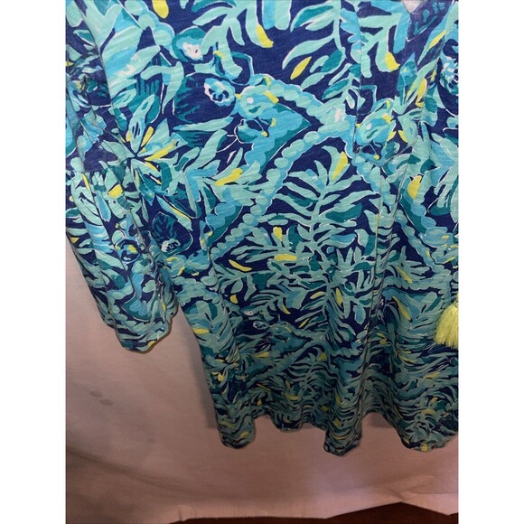 Lilly Pulitzer Womens Pullover Tunic Size XXS Blue Floral Flare Sleeve Party - Picture 6 of 12